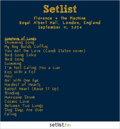 Florence + the Machine Symphony of Lungs Setlist BBC Proms 2024
